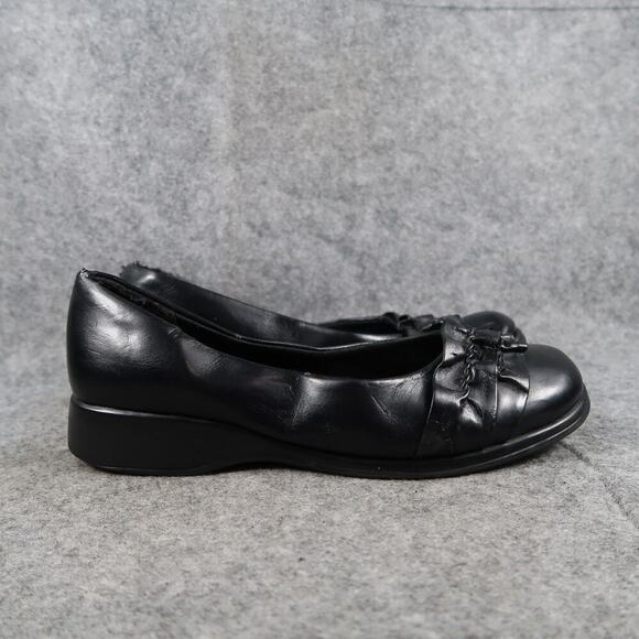 Casual Shoes Womens 8.5 Ballet Flat Slip On Loafer Ruffle Toe Black Casual Retro - Picture 1 of 11